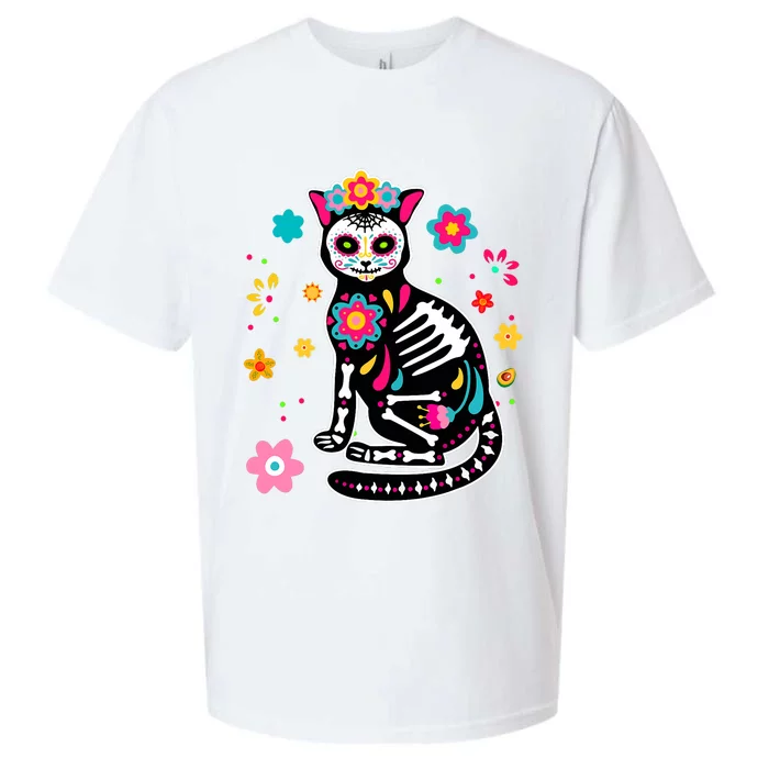 Dia De Los Muertos Cat Mexican Sugar Skull Day Of Dead Sueded Cloud Jersey T-Shirt