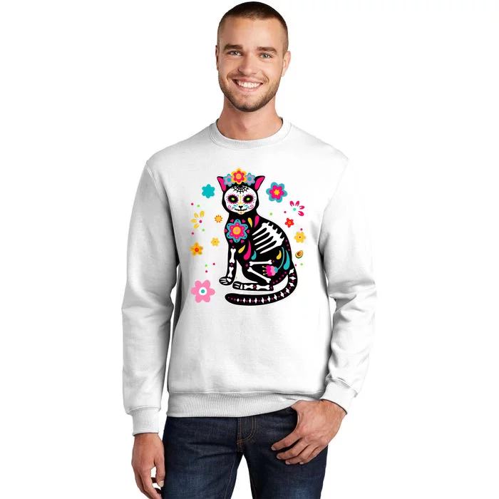 Dia De Los Muertos Cat Mexican Sugar Skull Day Of Dead Sweatshirt