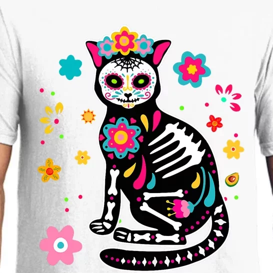 Dia De Los Muertos Cat Mexican Sugar Skull Day Of Dead Pajama Set