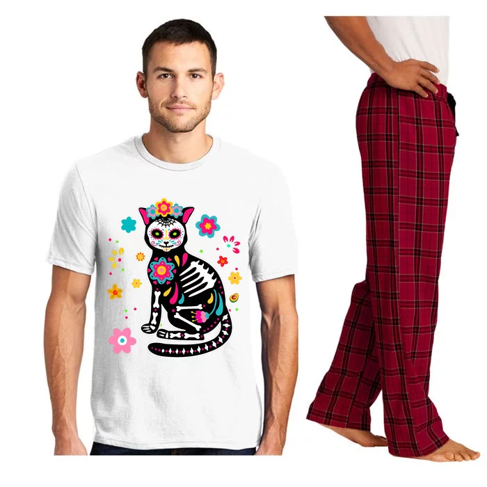 Dia De Los Muertos Cat Mexican Sugar Skull Day Of Dead Pajama Set