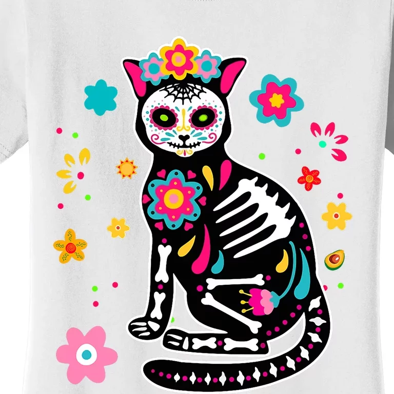 Dia De Los Muertos Cat Mexican Sugar Skull Day Of Dead Women's T-Shirt