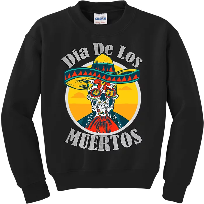 Dia De Los Muertos Day Of The Dead Skull Costume Halloween Kids Sweatshirt