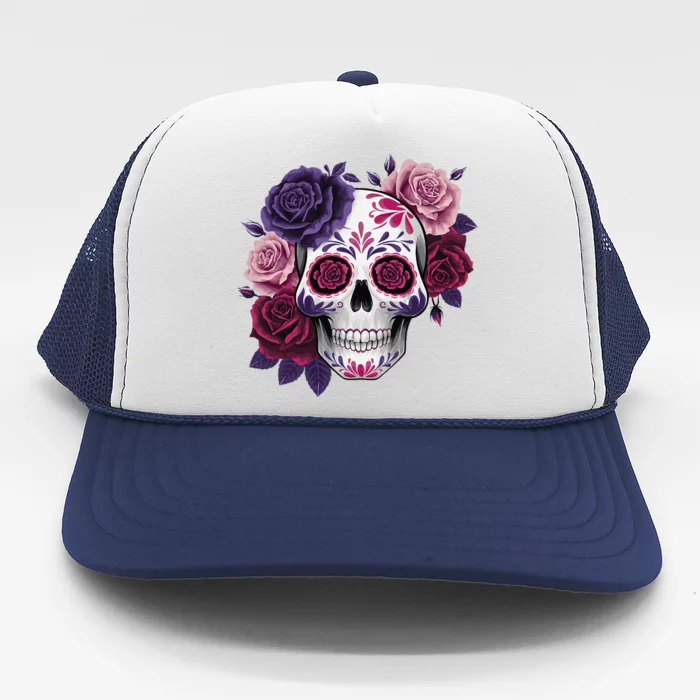 Dia De Los Muertos Costume Day Of The Dead Sugar Skull Gift Trucker Hat