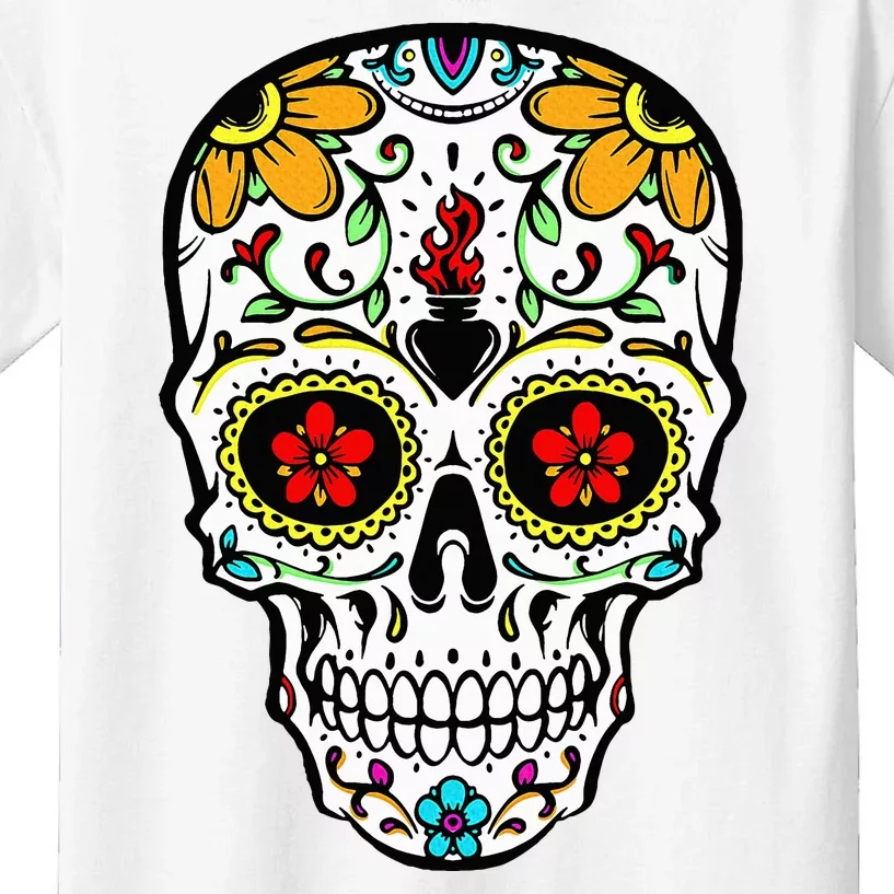 Dia De Los Muertos Costume Sugar Skull Kids T-Shirt