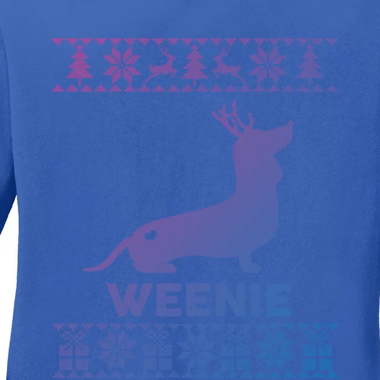 Dachshund Dog Lover Weenie Reindeer Ugly Christmas Sweater Great Gift Ladies Long Sleeve Shirt