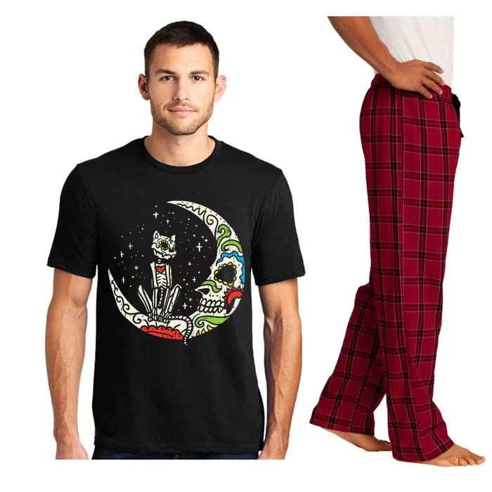 Dia De Los Muertos Halloween Costume Sugar Skull Cat Design Pajama Set