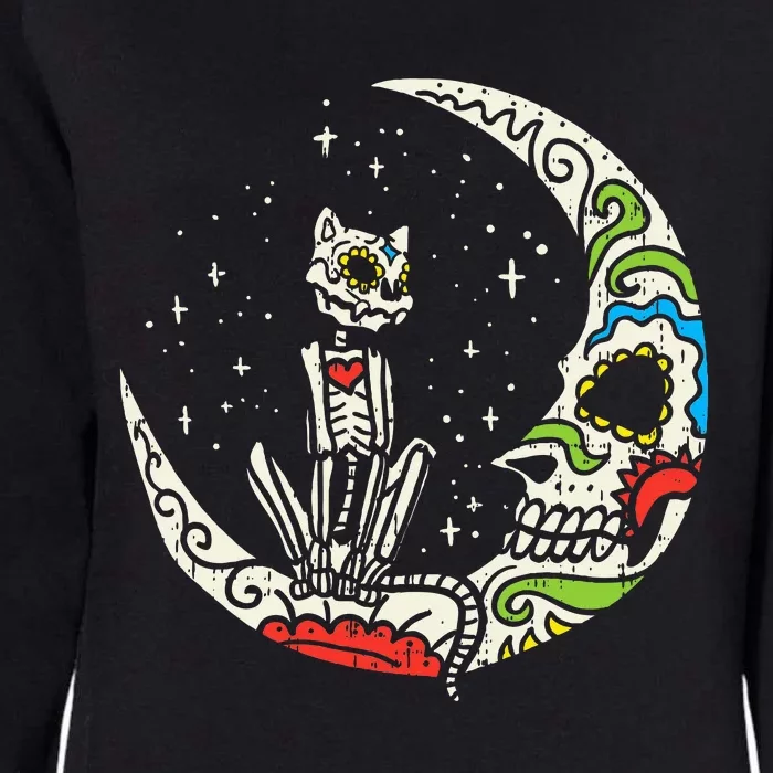 Dia De Los Muertos Halloween Costume Sugar Skull Cat Design Womens California Wash Sweatshirt