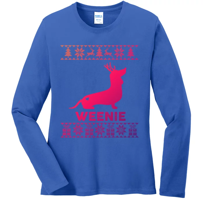 Dachshund Dog Lover Weenie Reindeer Ugly Christmas Sweater Great Gift Ladies Long Sleeve Shirt