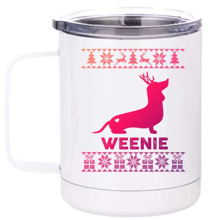 Dachshund Dog Lover Weenie Reindeer Ugly Christmas Sweater Great Gift Front & Back 12oz Stainless Steel Tumbler Cup