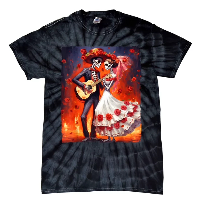 Dia De Los Muertos Skeletons Dancing Mexican Day Of The Dead Tie-Dye T-Shirt