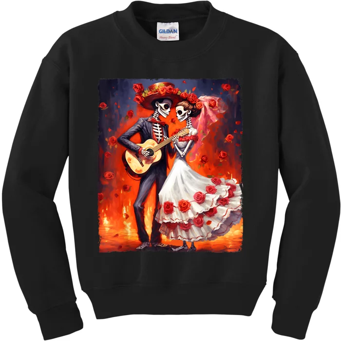 Dia De Los Muertos Skeletons Dancing Mexican Day Of The Dead Kids Sweatshirt