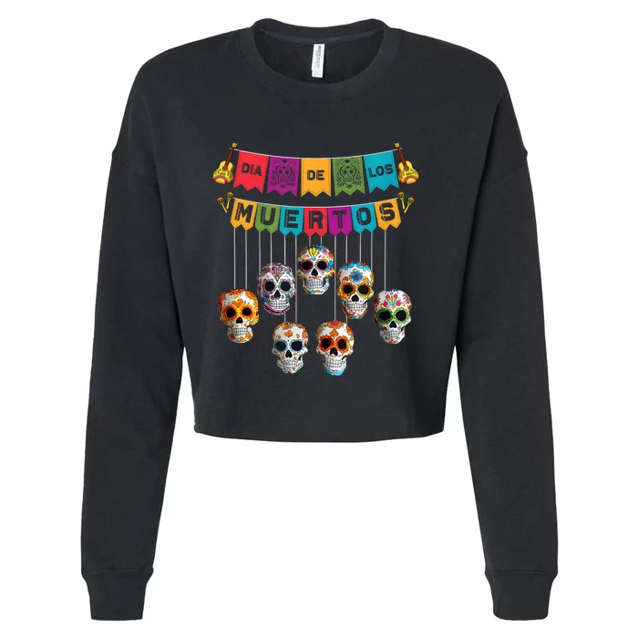 Dia De Los Muertos Mexican Day Of Death Cropped Pullover Crew