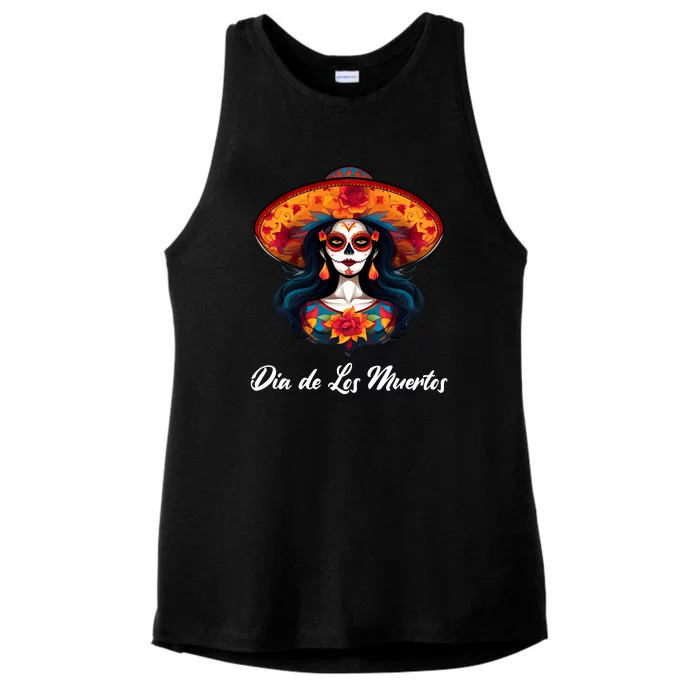 Dia De Los Muertos Day Of The Dead Festive Ladies Tri-Blend Wicking Tank