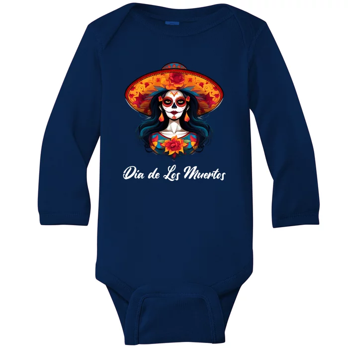 Dia De Los Muertos Day Of The Dead Festive Baby Long Sleeve Bodysuit