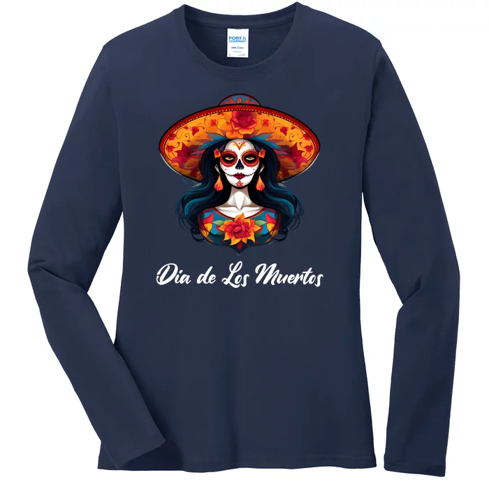 Dia De Los Muertos Day Of The Dead Festive Ladies Long Sleeve Shirt