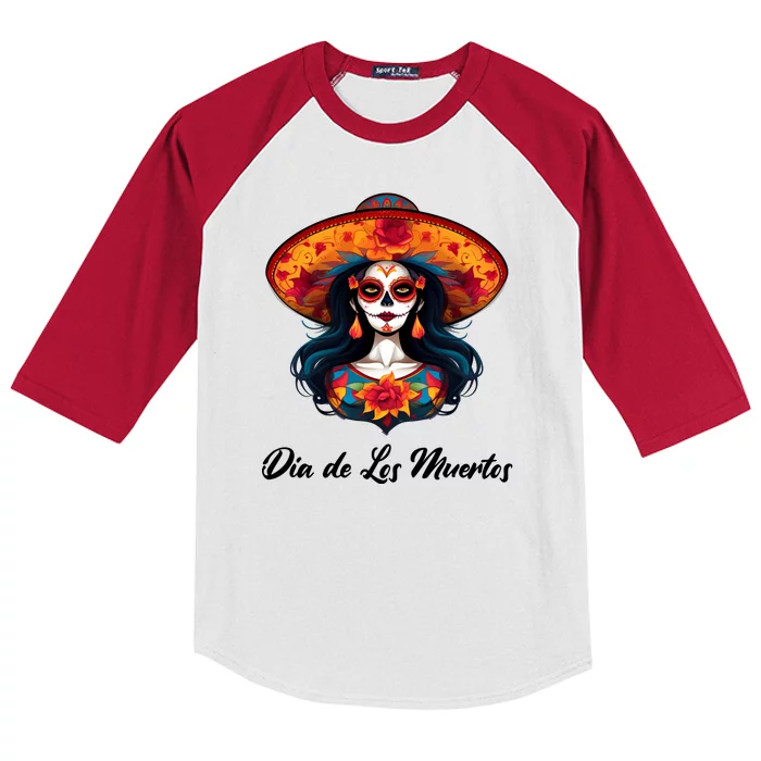 Dia De Los Muertos Day Of The Dead Festive Kids Colorblock Raglan Jersey