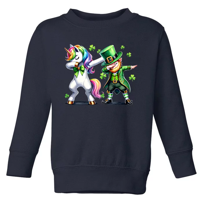 Dabbing Duo Leprechaun And Unicorn St PaddyS Cute Gift Toddler Sweatshirt