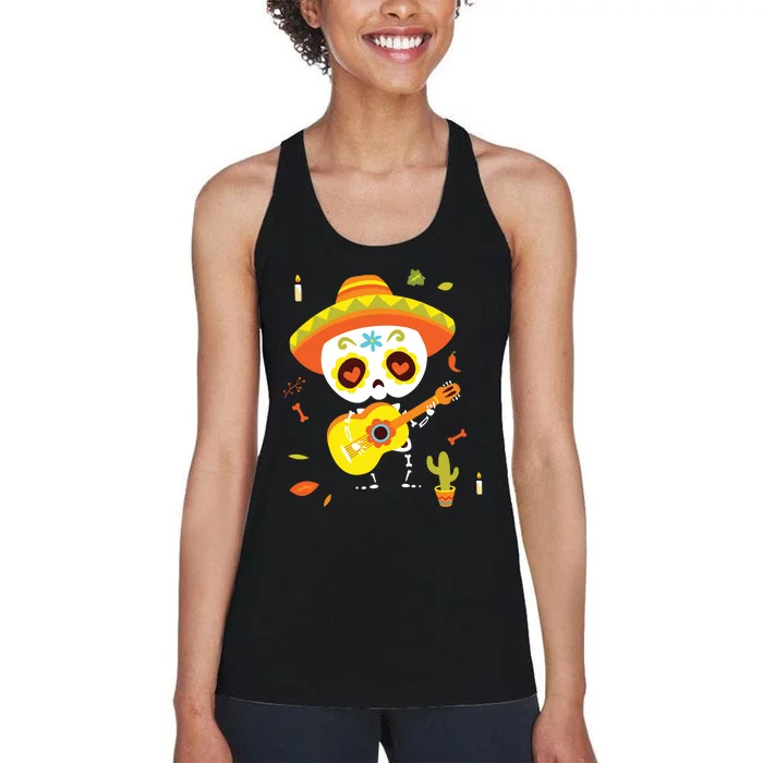 Dia De Los Muertos Mexican Kids Skeleton Sugar Skull Women's Racerback Tank