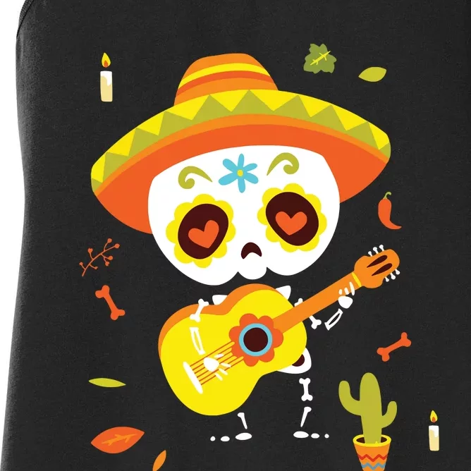 Dia De Los Muertos Mexican Kids Skeleton Sugar Skull Women's Racerback Tank