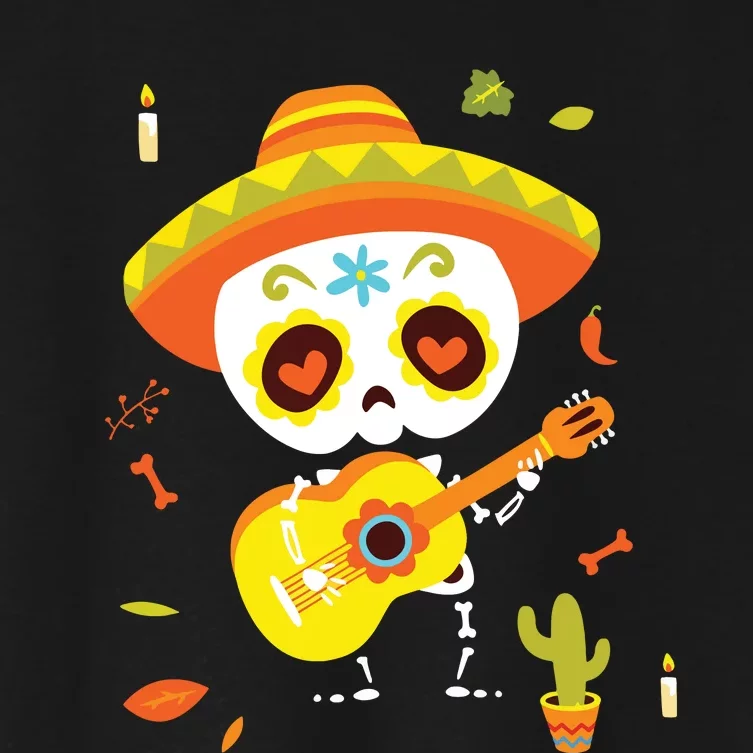 Dia De Los Muertos Mexican Kids Skeleton Sugar Skull Women's Crop Top Tee