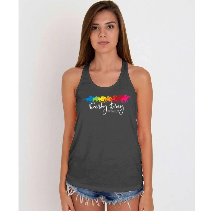 Derby Day Louisville Kentucky Horse Racing Women's Knotted Racerback Tank