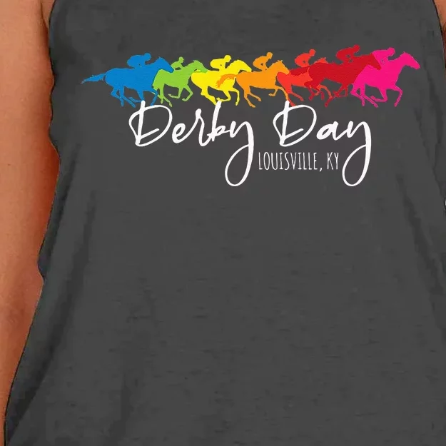 Derby Day Louisville Kentucky Horse Racing Women's Knotted Racerback Tank