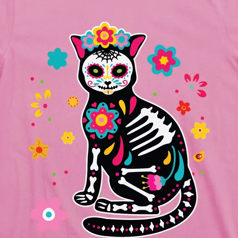 Dia De Los Muertos Cat Sugar Skull Mexican Day Of Dead T-Shirt