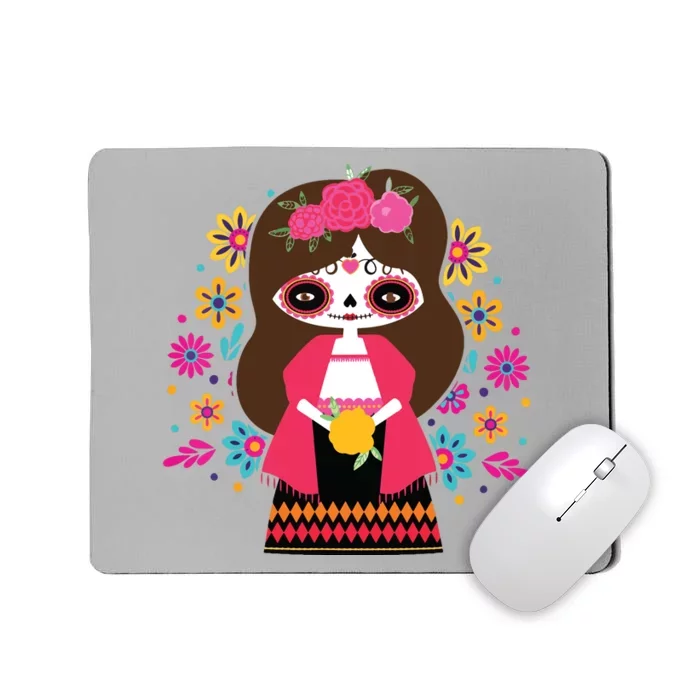 Dia De Los Muertos Mexican Kids Girl Sugar Skull Mousepad