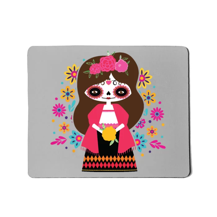 Dia De Los Muertos Mexican Kids Girl Sugar Skull Mousepad