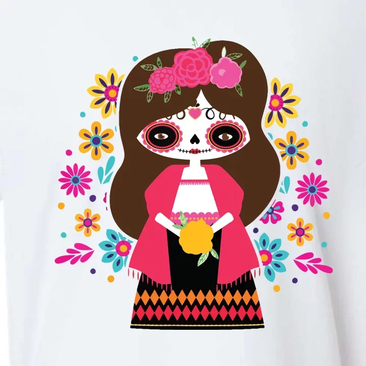 Dia De Los Muertos Mexican Kids Girl Sugar Skull Sueded Cloud Jersey T-Shirt