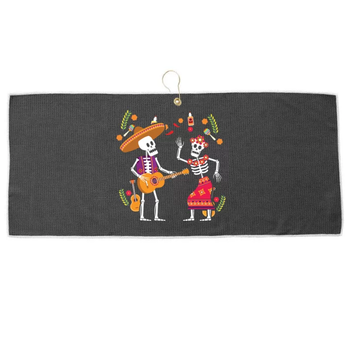 Dia De Los Muertos Skeleton Dancing Funny Day Dead Large Microfiber Waffle Golf Towel