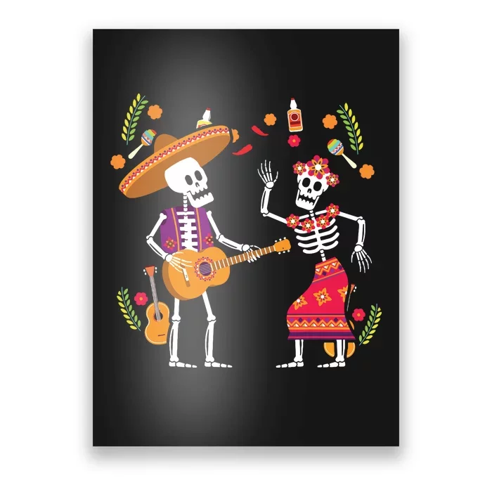 Dia De Los Muertos Skeleton Dancing Funny Day Dead Poster