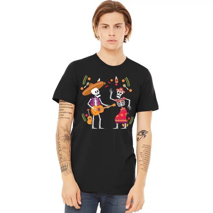 Dia De Los Muertos Skeleton Dancing Funny Day Dead Premium T-Shirt