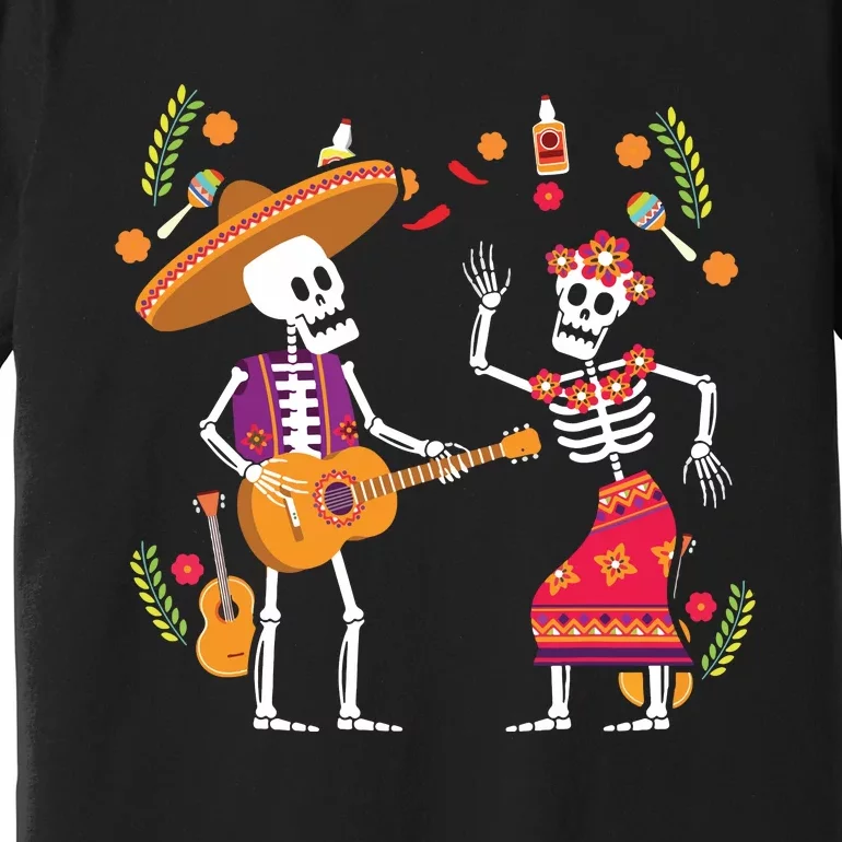 Dia De Los Muertos Skeleton Dancing Funny Day Dead Premium T-Shirt