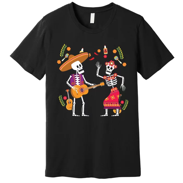 Dia De Los Muertos Skeleton Dancing Funny Day Dead Premium T-Shirt