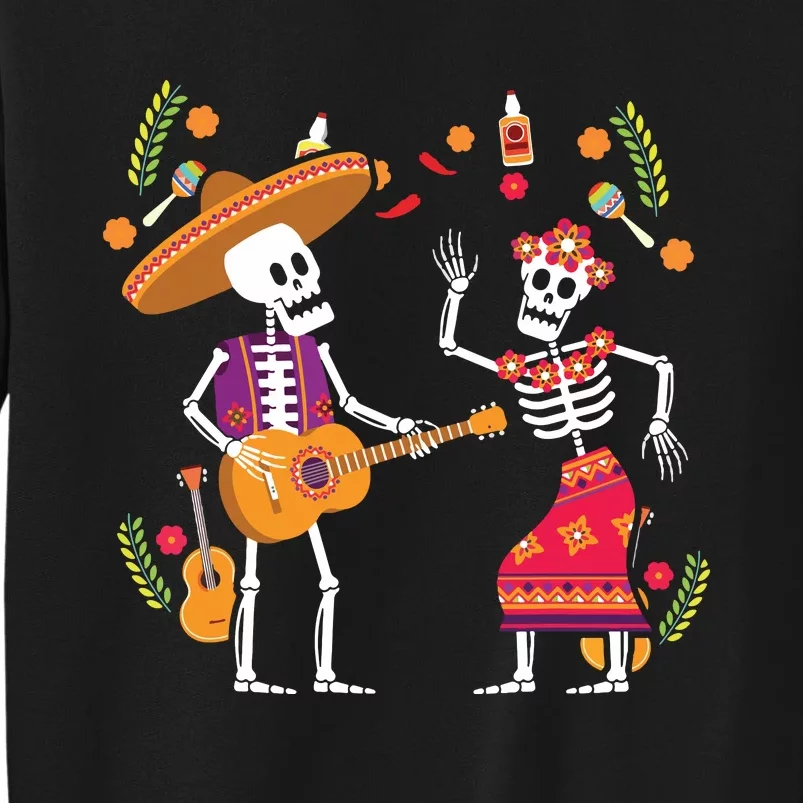 Dia De Los Muertos Skeleton Dancing Funny Day Dead Tall Sweatshirt