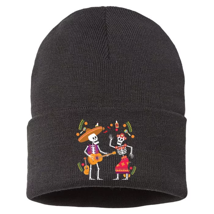 Dia De Los Muertos Skeleton Dancing Funny Day Dead Sustainable Knit Beanie