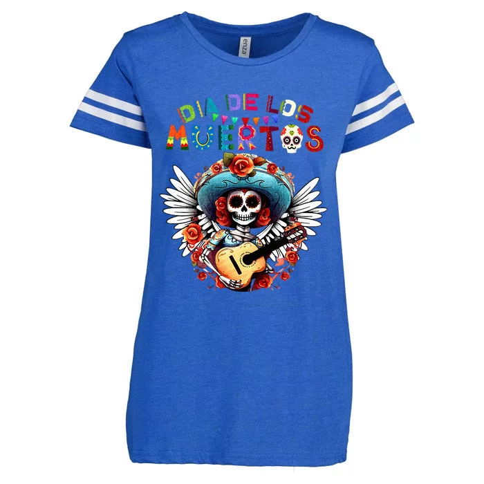 Dia De Los Muertos Catrina Sugar Skull Day of Dead Halloween Enza Ladies Jersey Football T-Shirt