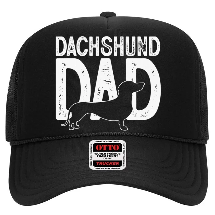 Dachshund Dog Lover Funny Cute Puppy dad Father's day High Crown Mesh Trucker Hat