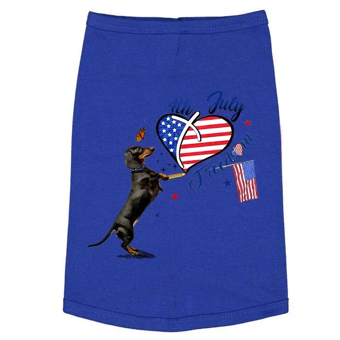 Dachshund Drawing Love America 4th Of July Freedom Day Funny Gift Doggie Tank