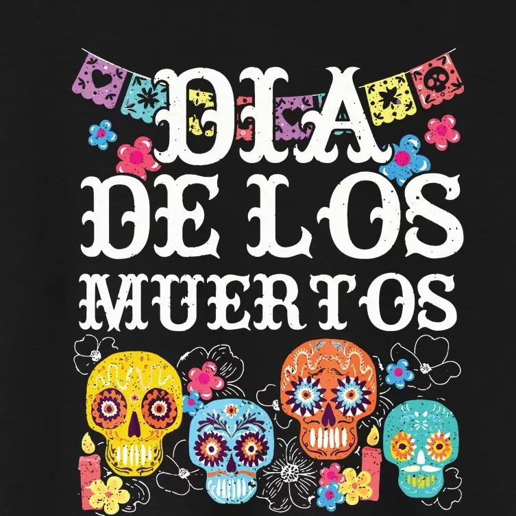 Dia De Los Muertos Sugar Skull Mexican Holiday Women's Crop Top Tee