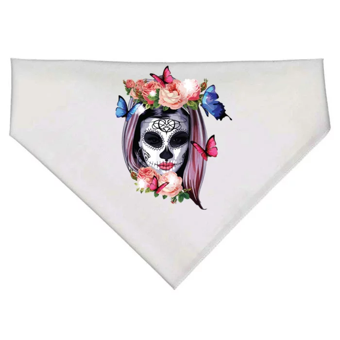 Dia De Los Muertos Sugar Skull Catrina Day Of The Dead USA-Made Doggie Bandana