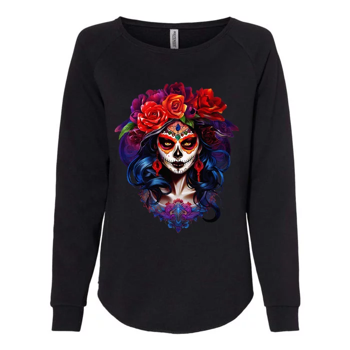 Dia De Los Muertos 2024 Sugar Skull Catrina Day Of The Dead Womens California Wash Sweatshirt