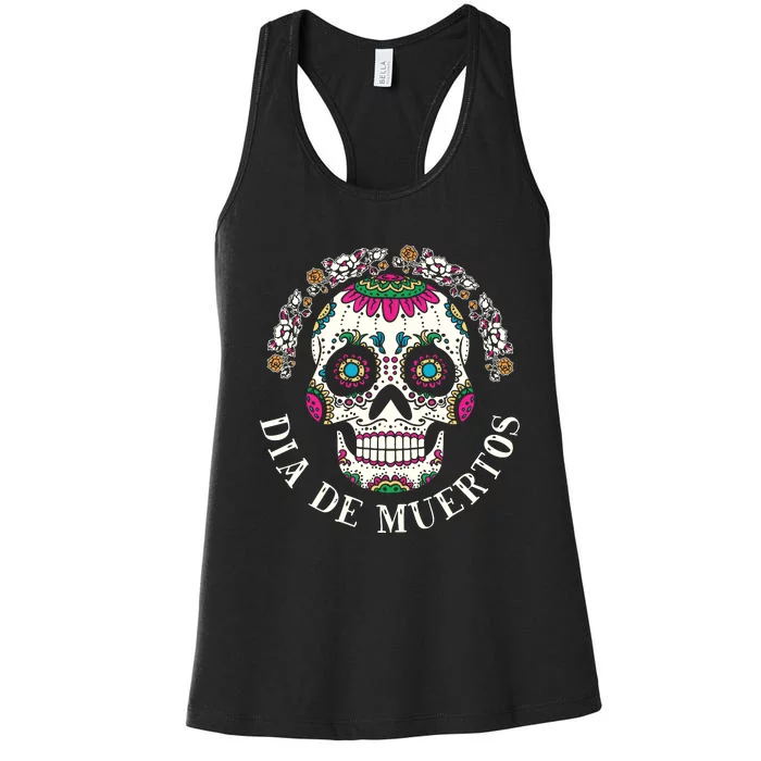 Dia De Los Muertos Sugar Skull Mexican Holiday Women's Racerback Tank