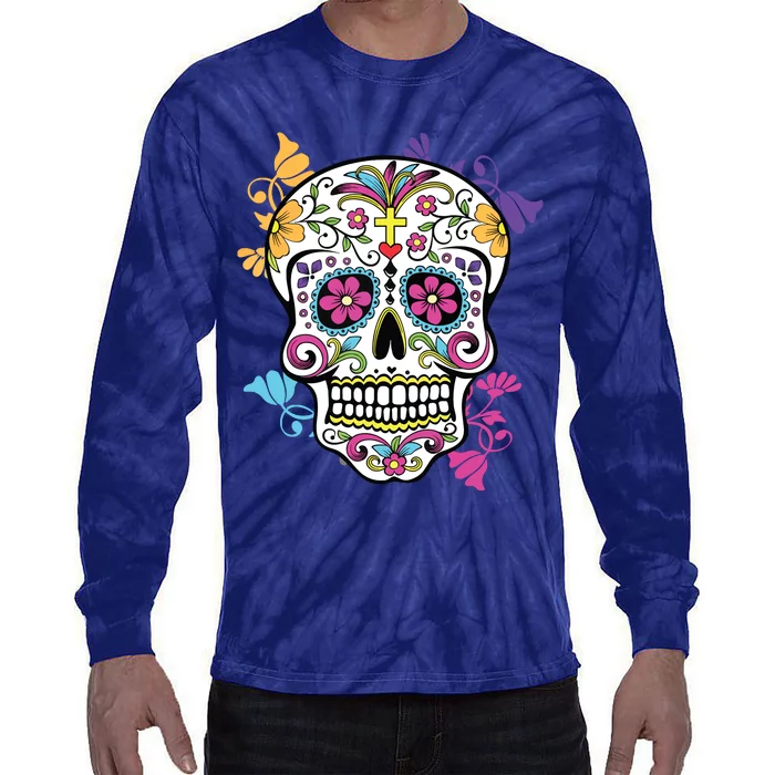 Dia De Los Muertos Sugar Skull Tie-Dye Long Sleeve Shirt