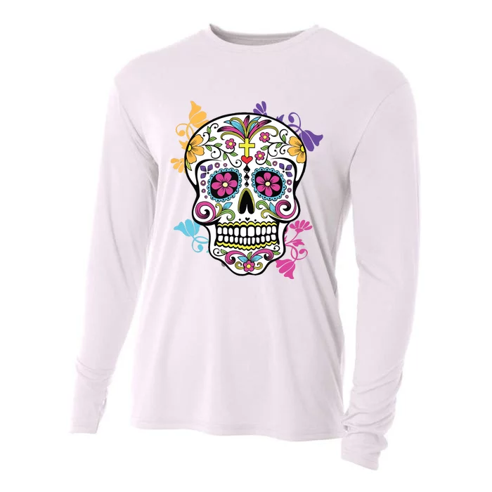 Dia De Los Muertos Sugar Skull Cooling Performance Long Sleeve Crew