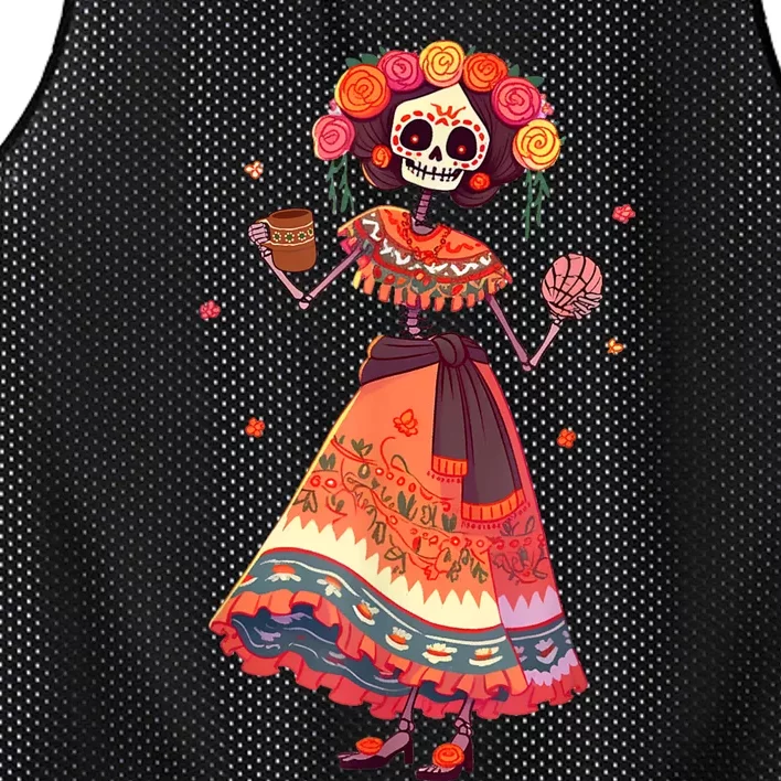 Dia De Los Muertos Day Of The Dead Mexican Sugar Skeleton Mesh Reversible Basketball Jersey Tank