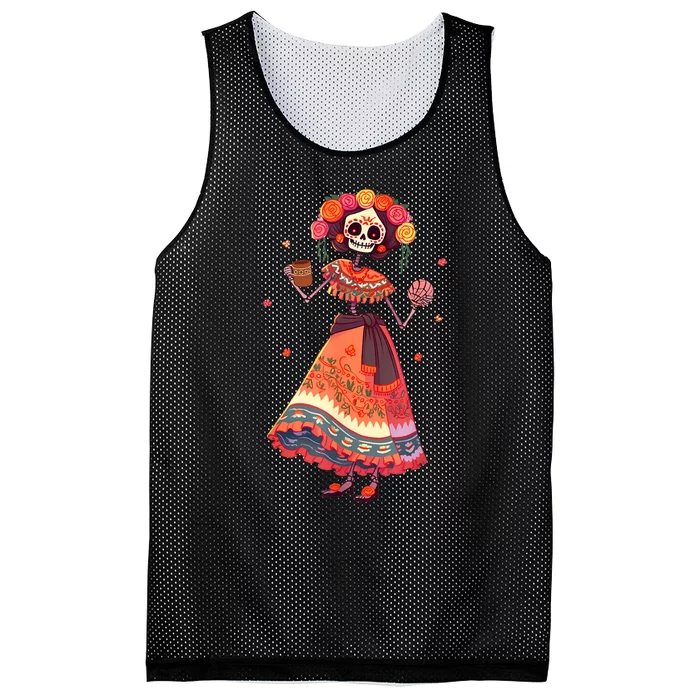 Dia De Los Muertos Day Of The Dead Mexican Sugar Skeleton Mesh Reversible Basketball Jersey Tank