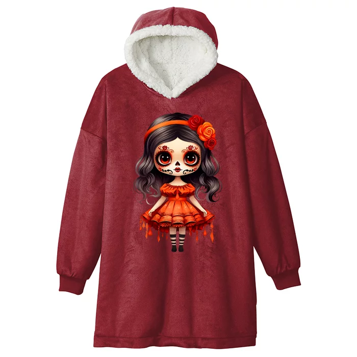 Dia De Los Muertos La Catrina Cute Skeleton Mexican Hooded Wearable Blanket