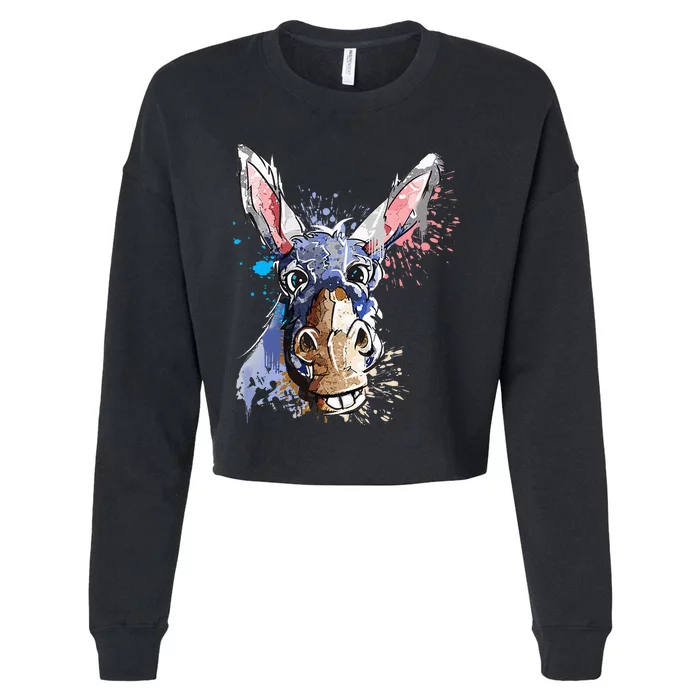 Donkey  Donkey Lover Donkey Cropped Pullover Crew